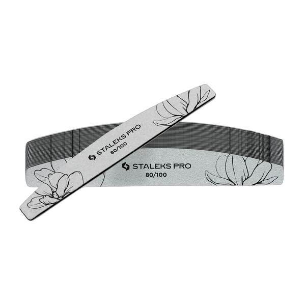 Пилка для ногтей минеральная STALEKS PRO EXPERT 40 80/100 грит (полумесяц) 25 шт